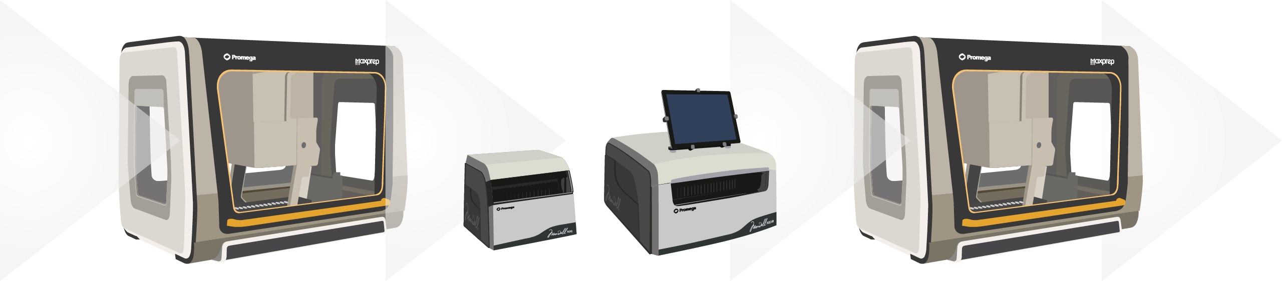 Maxprep and maxwell instruments provide a complete workflow solution for pre-processing,  automated DNA extraction and post-processing