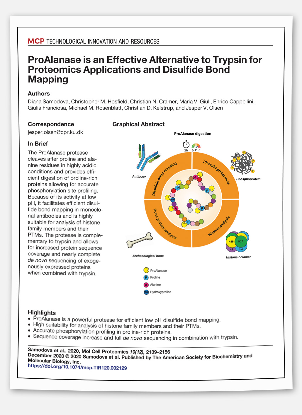 Paper: ProAlanase is an effective alternative to trypsin for proteomics applications and disulfide bond mapping.